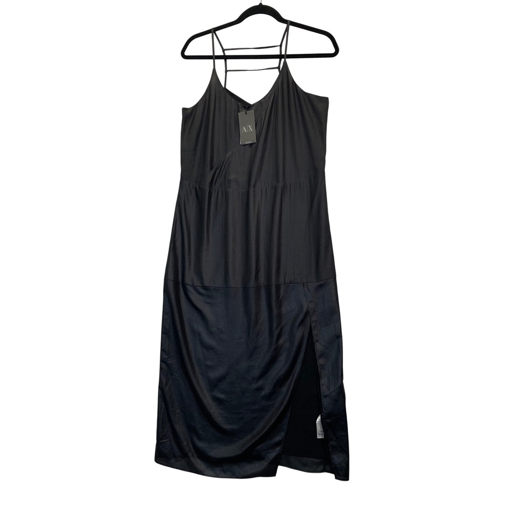 Armani Exchange Women Dress Size 4 Black‎ Spaghetti Strap Side Slit